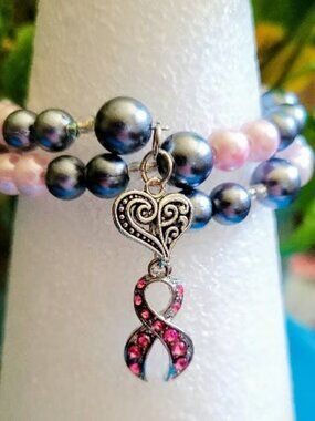 Breast Cancer Awareness Beaded Wrist Wraps